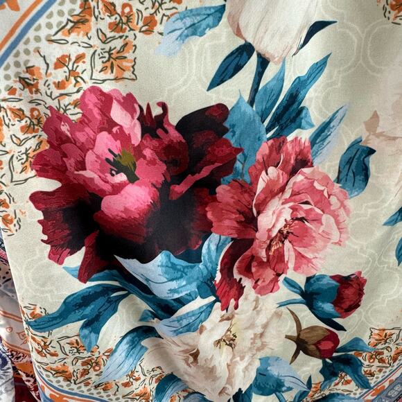 Chico's Ombre Front Colorful Back Long Sleeve Collared Button Up Blouse Size M - Picture 4 of 8